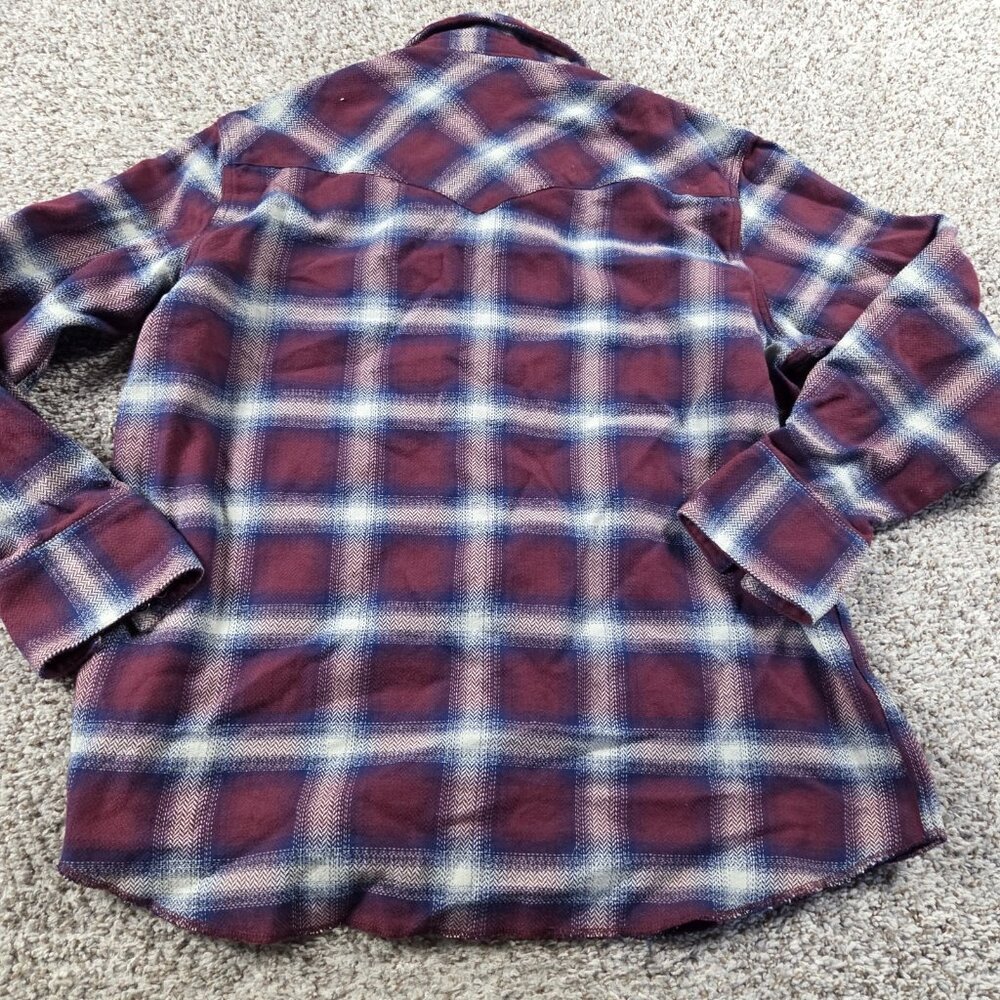 Wrangler Flannel Shirt Mens 2XL Long Sleeve Plaid Button Up Western Cowboy - Picture 5 of 5